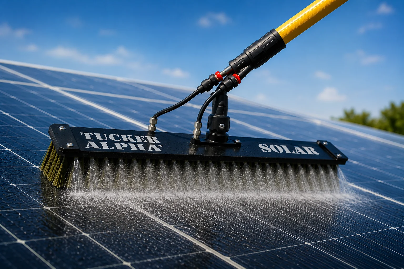 Tucker Alpha Solar brush cleaning a panel